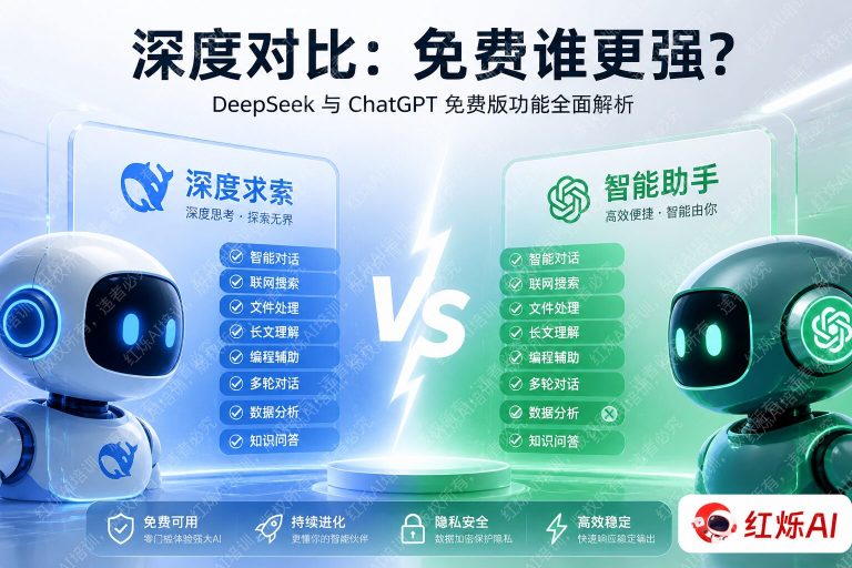 DeepSeek vs ChatGPT免费版功能区别是什么？2024深度对比